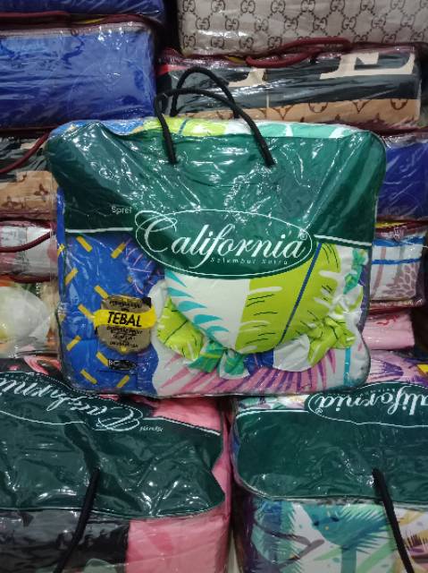 Bedcover California Queen Rumbai Ukuran 160x200 cm Katun Selembut Sutra Kualitas Premium