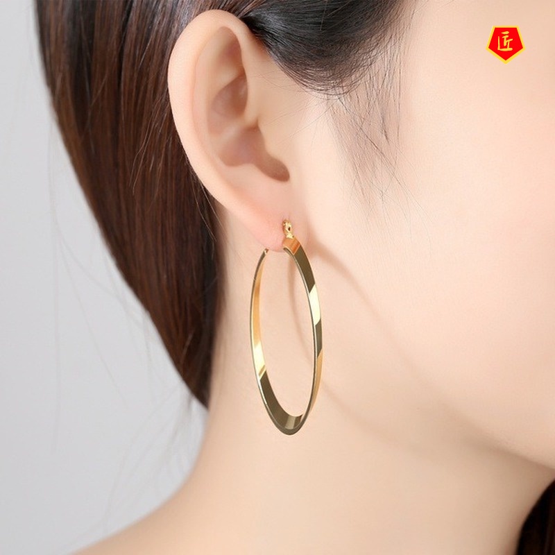 [Ready Stock]New 14K Gold Big Circle Earrings Exported