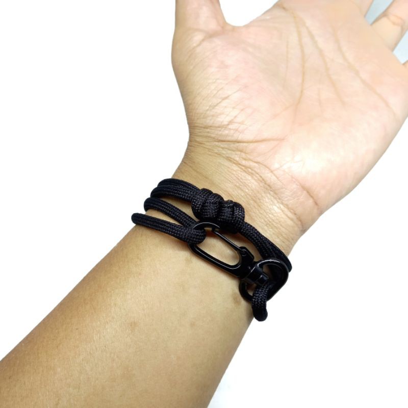 Gelang Tali Pria Keren Paracord Cowok Prusik Adjustable Model Hook Premium Polosan