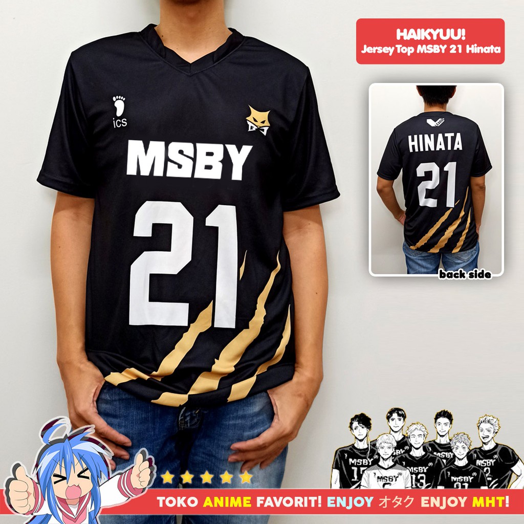 Kostum Anime Cosplay Haikyuu Kaos Atasan Jersey MSBY Black Jackals No. 21 Hinata Shoyo