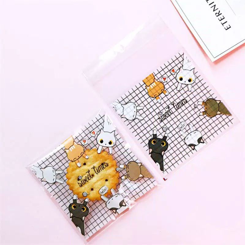 

(20pcs) kantong plastik permen cat&friends/cookies bag candy/souvenir hampers lucu 10x10