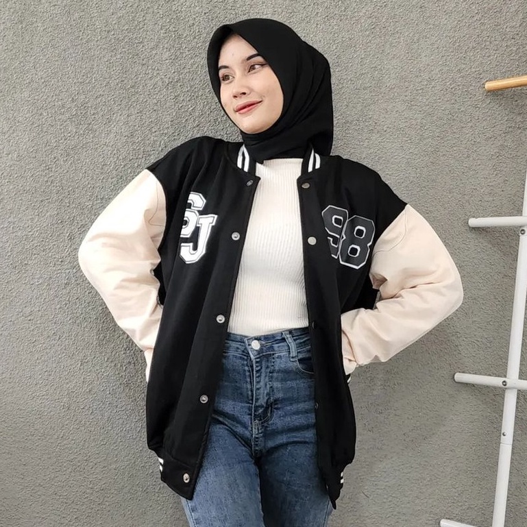 Jaket Wanita Terbaru SJ 98 Baseball XXL Bahan Pleece Terbaru