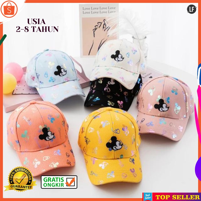 TOPI ANAK CEWEK KOREA KARAKER KARTUN MICKEY MOUSE USIA 2-12 TAHUN KIDS KOREA SENAM CAP IMPORT A3