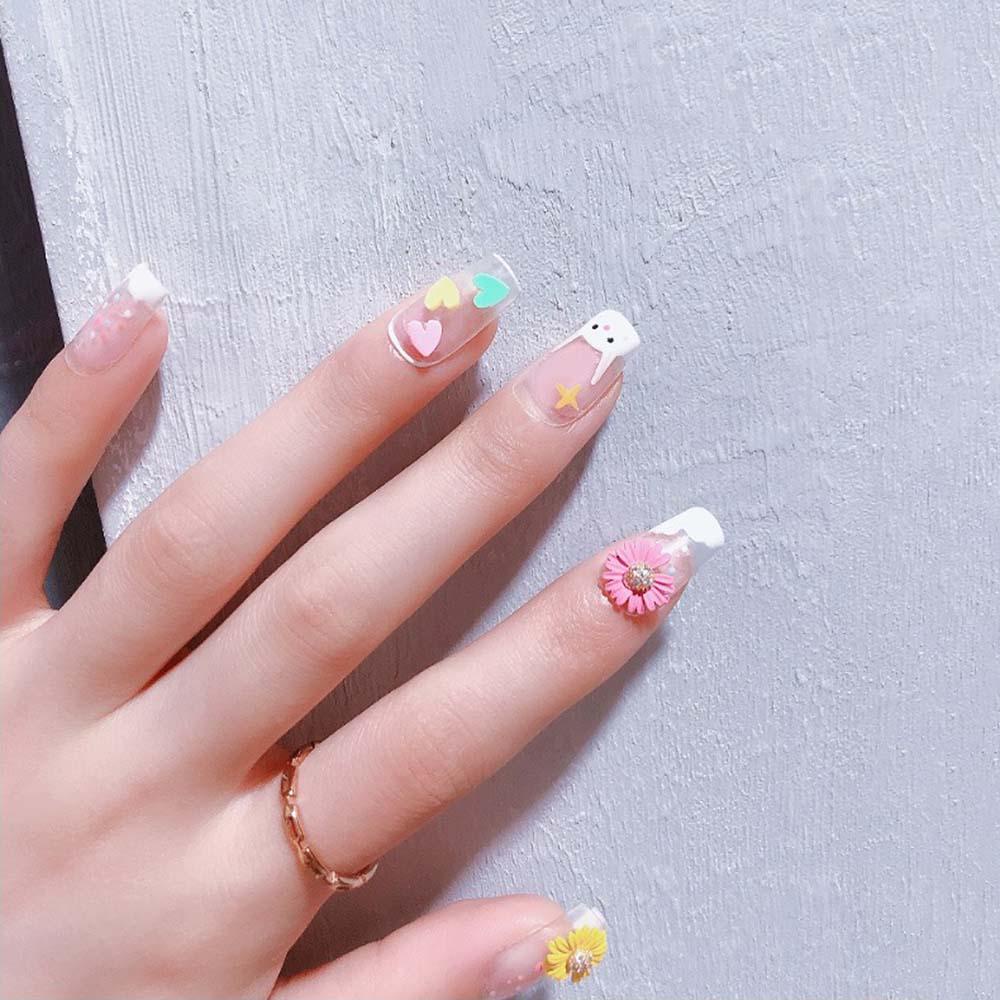 AUGUSTINA Agustina Daisy Kuku Berlian Imitasi Jepang Manicure Aksesoris Indah Bunga Perhiasan 3D Kuku Ornamen