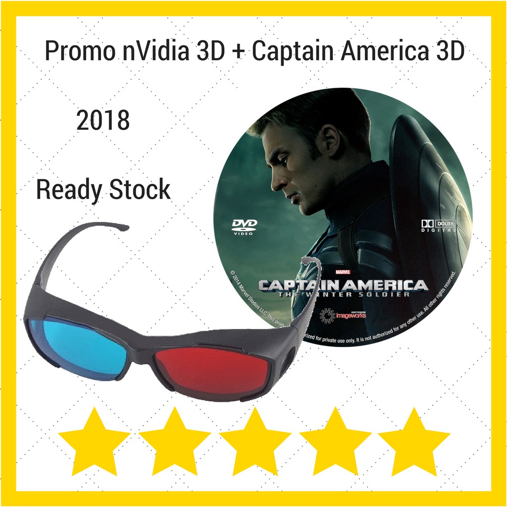 Kacamata 3D nVidia + Film 3D Captain America Anaglyph 3D Red Cyan Promo