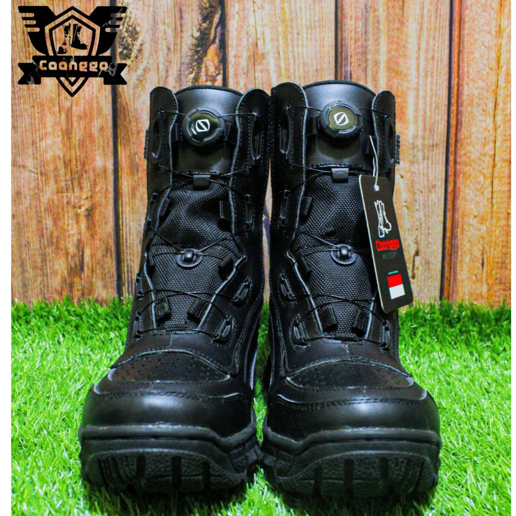 SEPATU PDL TNI POLRI TERBARU DAN TERLARIS SISTEM TALI PUTAR bahan kulit sapi asli