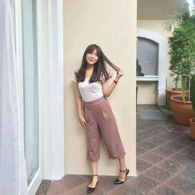 Celana Kulot 7/8 bahan scuba, fit to L+ (karet belakang)