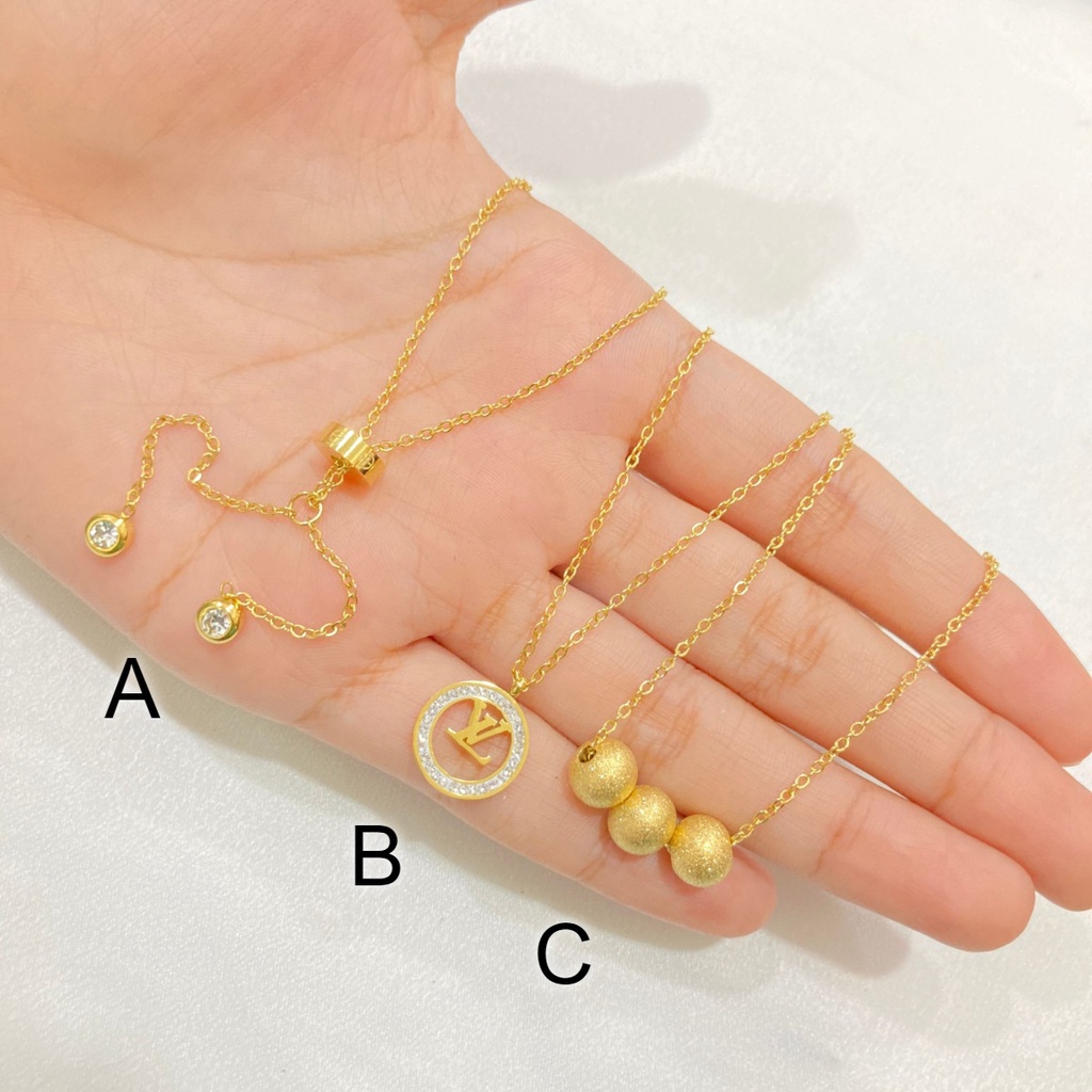 Kalung Titanium Gold Anti Karat Cantik Korean Style