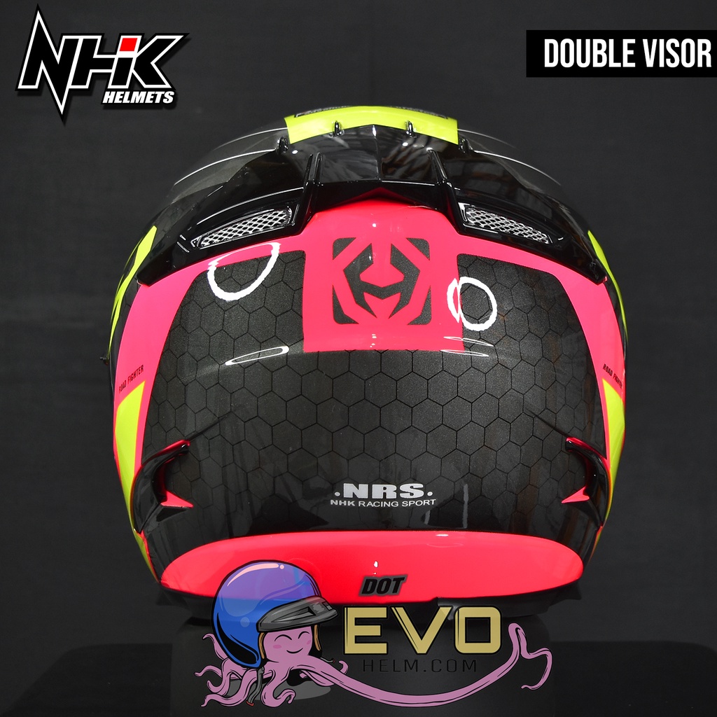 NHK RX9 NAVY (SE) GRAPHIC Full Face - Double Visor PINK FLUO - YELLOW