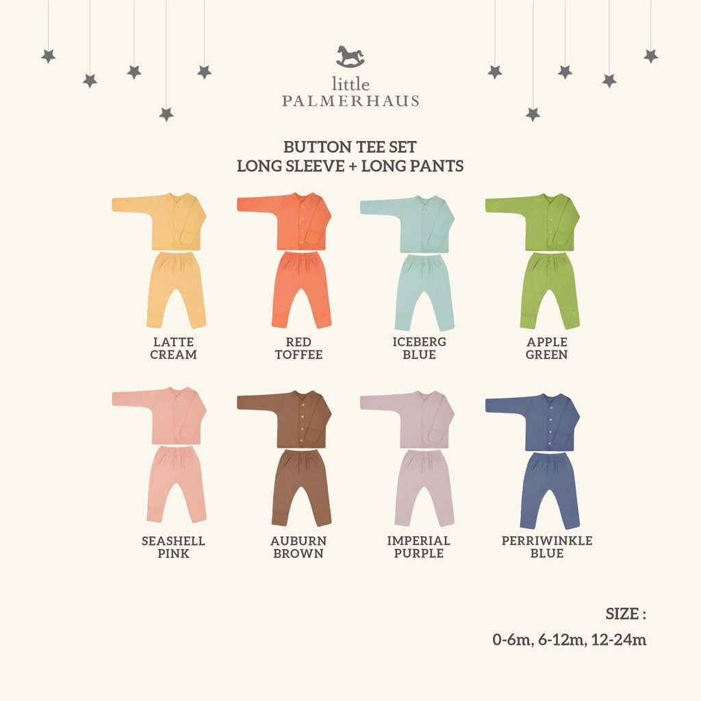Little Palmerhaus Button Tee Long Sleeve (Setelan Panjang Piyama Bayi)