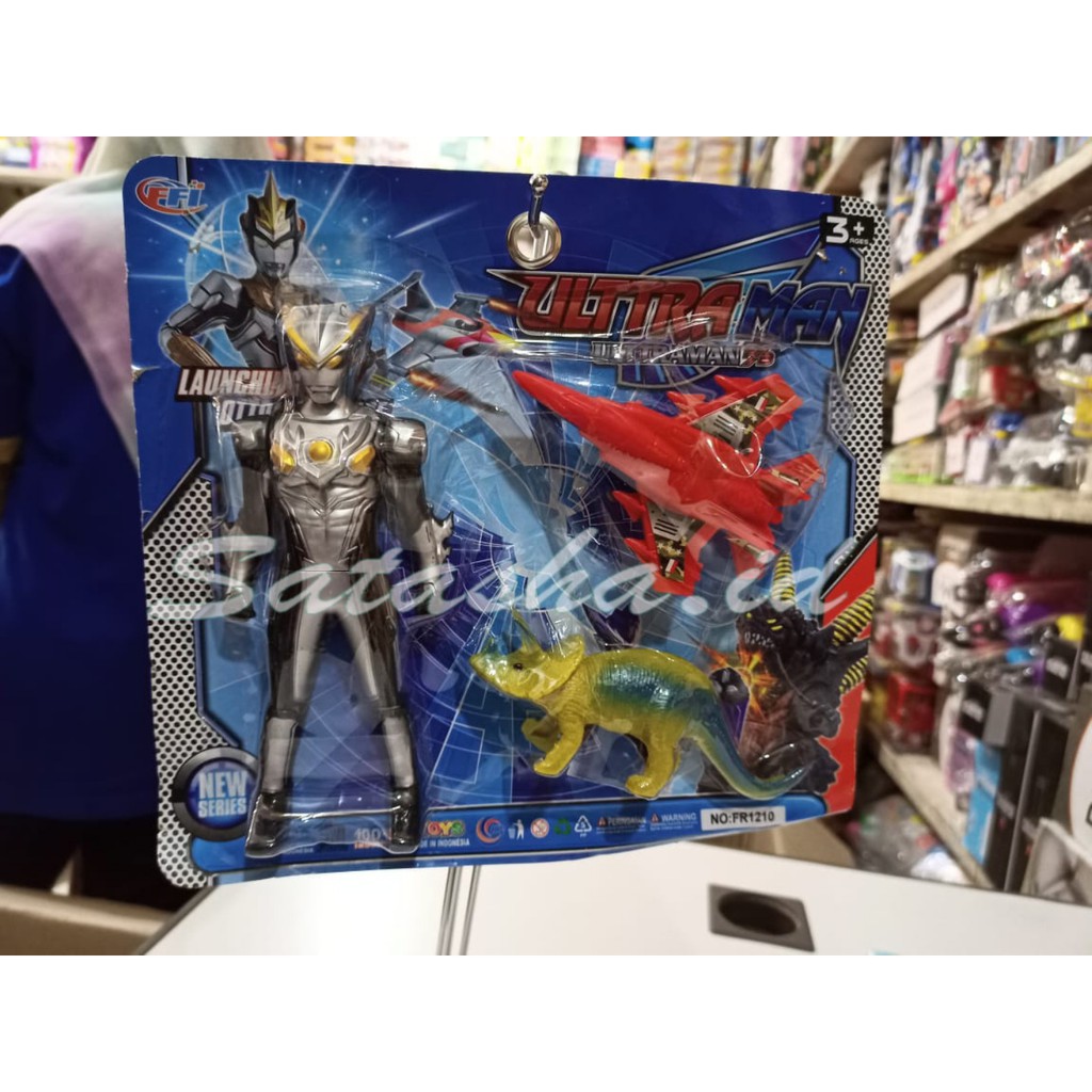 FR.1210 Mainan Robot Ultraman + Pesawat Dan Hewan Badak