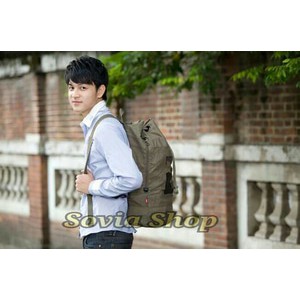 Tas ransel Tass serut Tas pria Ransel kanvas wanita Tas hijau army