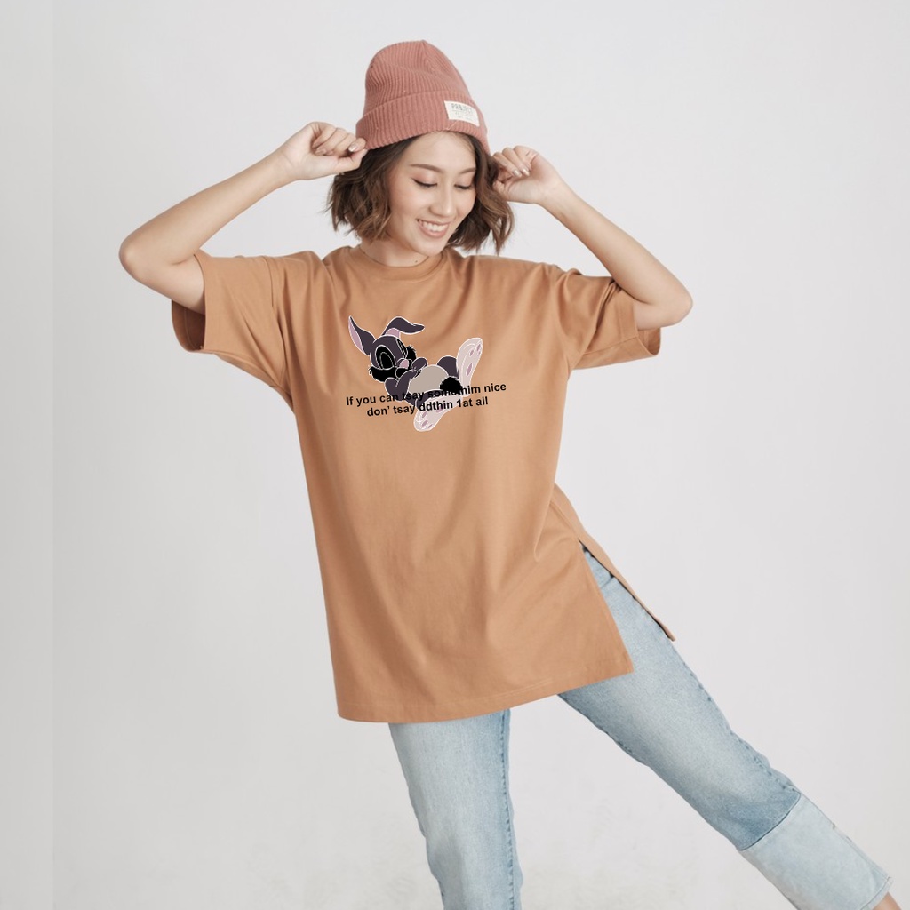 Kaos Oversize Wanita Rabbit Stay Belah Samping Jumbo XXL