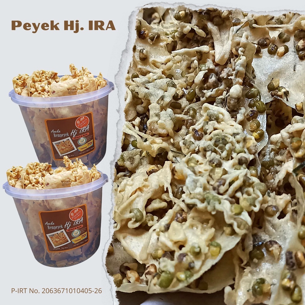 

Peyek Hj. IRA - kacang ijo - toples 5 liter - kemriyuk renyahe