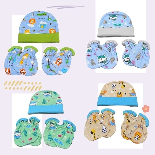 Set Topi dan Sarung Kaki bayi / kaos Kaki Bayi 0-6 bulan