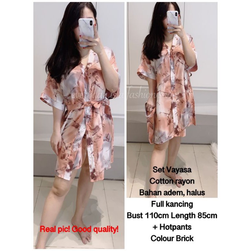 SET TIEDYE VAYASA stelan celana setcel pendek hotpants LD110 busui jumbo tie dye ikat hits rayon