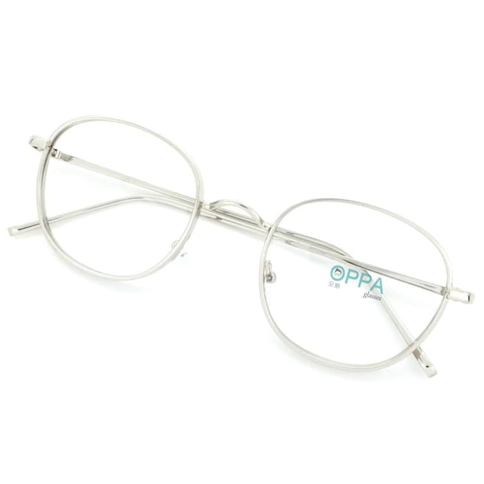 Frame Kacamata Korea Pria Wanita OPPA OP44 SV Silver Kotak Minus
