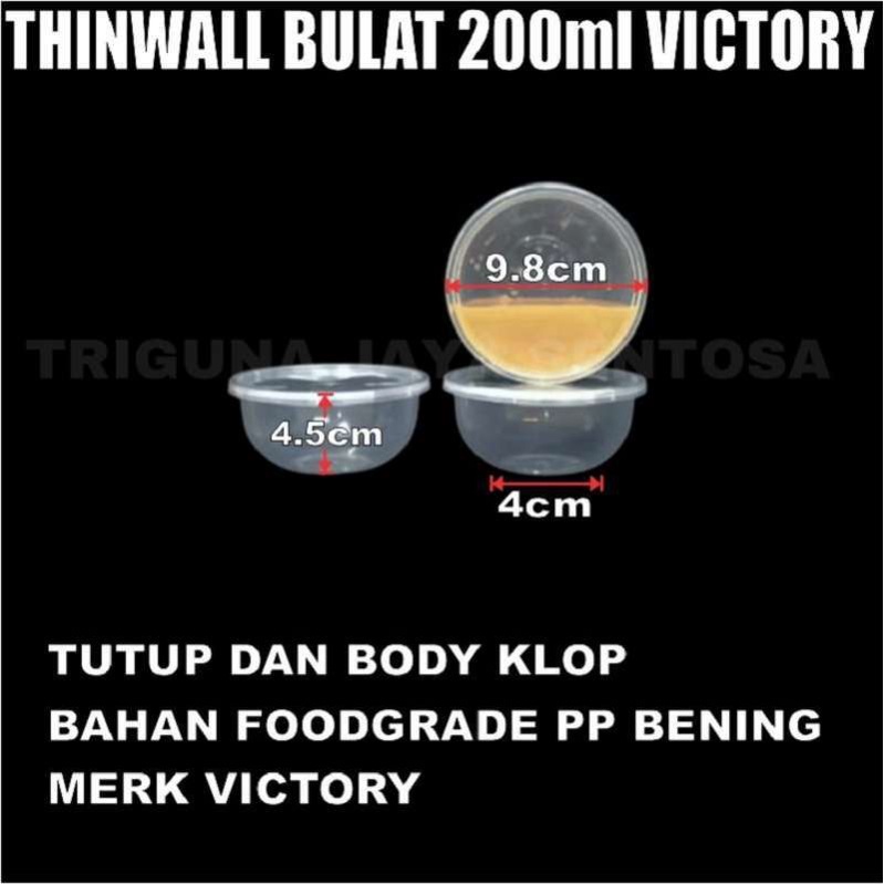 Thinwall Bulat 200ml pack isi 25pcs Cup Puding Mangkok Plastik 200 ml Tutup Murah