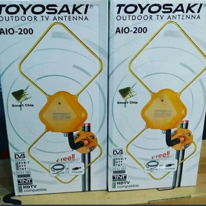 Antena TV Toyosaki Aio 200 + KABEL 10 M INDOOR / OUTDOOR LUAR DALAM ORIGINAL NEW