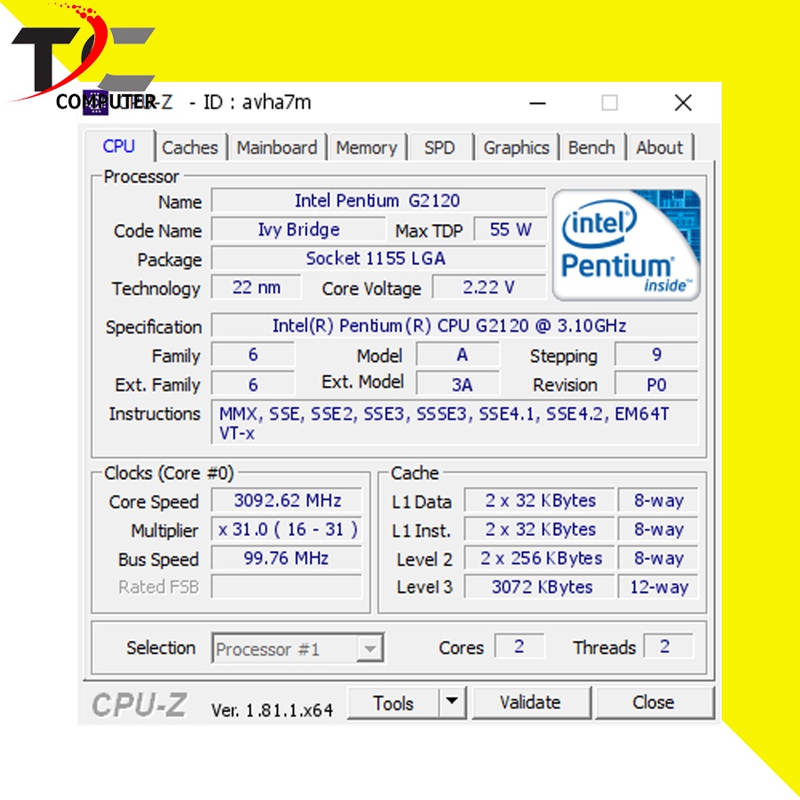 Prosesor Intel Pentium G2120