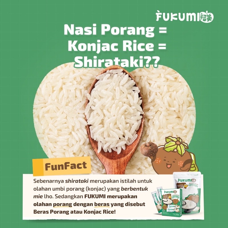 Fukumi Beras Porang Sachet Tidak Perlu dicuci Hanya Tuang Air Panas Praktis Traveling Beras Anak Dewasa Sehat Sachet Shirataki Konjac Rice Diet