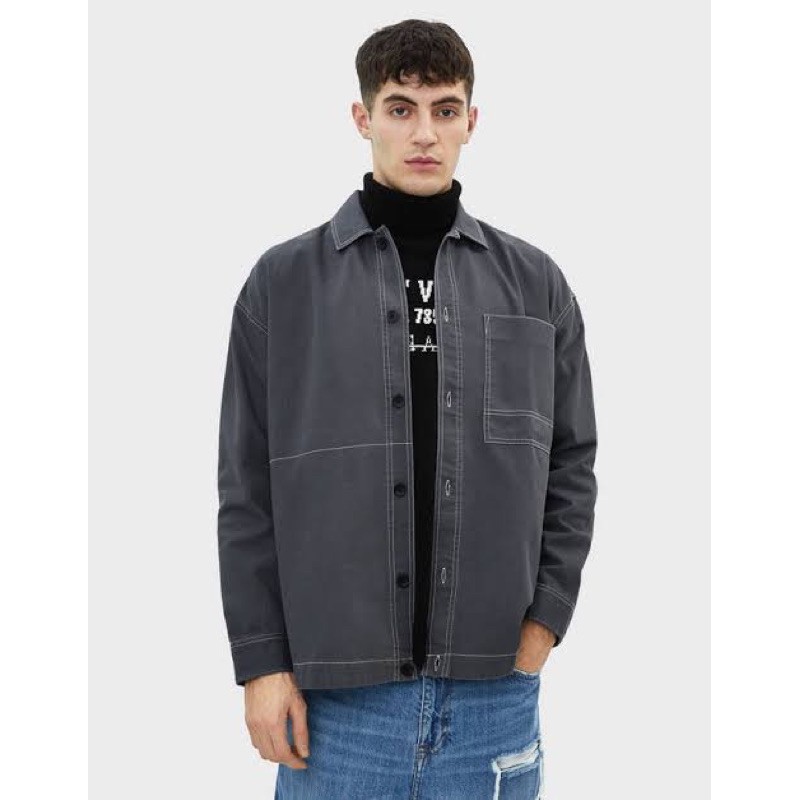 Bershka Man Overshirt with Edging