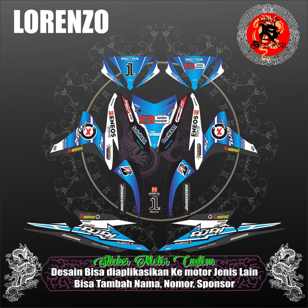 DECAL STICKER FULL BODY HONDA VARIO 125 OLD LORENZO BIRU