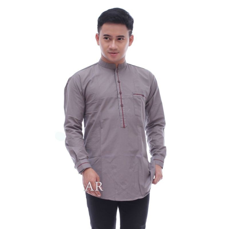 Baju Koko Kurta Lengan Panjang Katun Premium Busana Muslim Pria Ozila