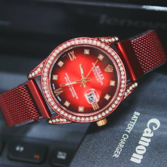 Jam tangan wanita | jam tangan cwe | Rolex rantai pasir magnet | tanggal aktif