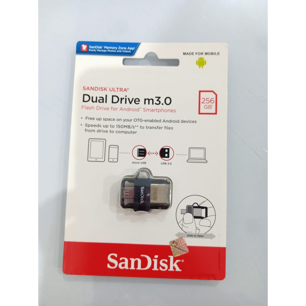 FLASHDISK SANDISK ULTRA DUAL DRIVE M3.0 USB OTG MICRO 256GB USB 3.0