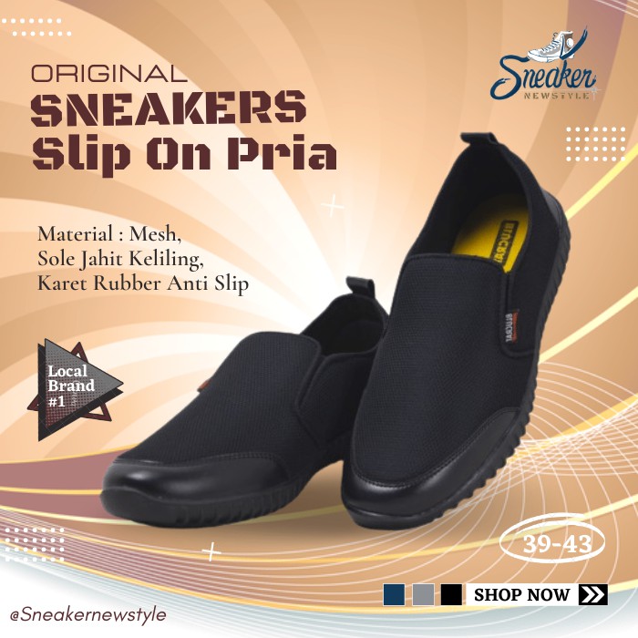 Sepatu Sneakers Slip On Pria BNS Frieza Anti Slip Size 39-43 SNK0290