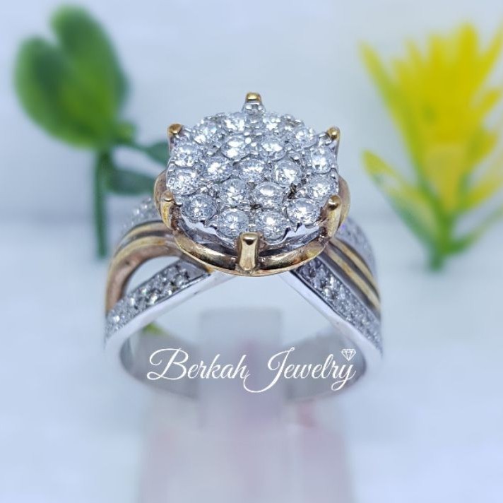 Cincin emas putih berlian bersertifikat keaslian 0,81 Carat natural diamond