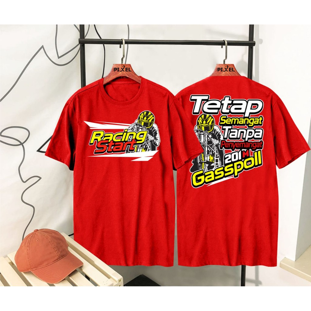 BAJU KAOS  RACING  START  SEMANGAT MERAH Shopee  Indonesia