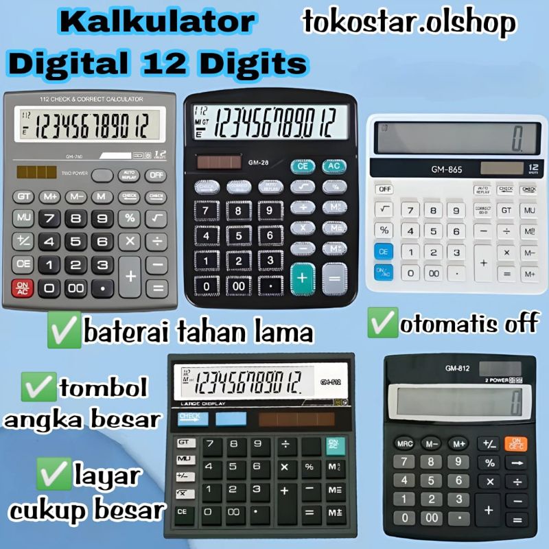 

Kalkulator 12 Digit Kalkulator Besar ⭐ tokostar ⭐
