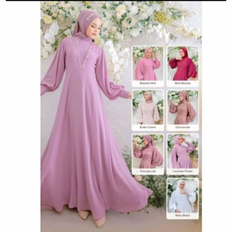 gaun payet/dress polos/dress pesta beridesmaid /dress muslimah