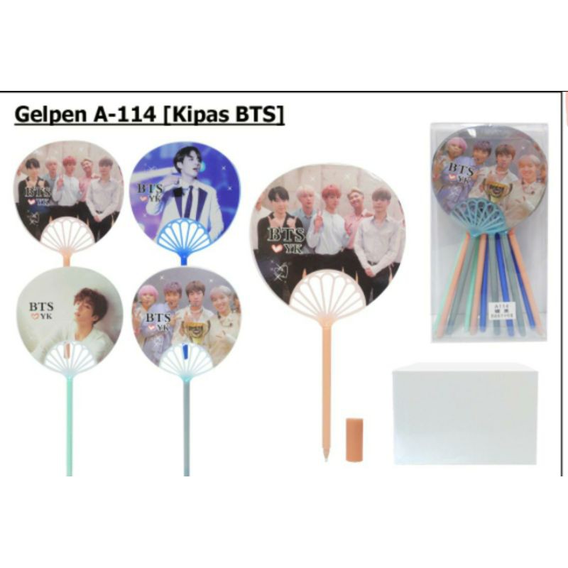 (12pc) pen gel model kipas BTS BT-21/gel kipas BTS-1