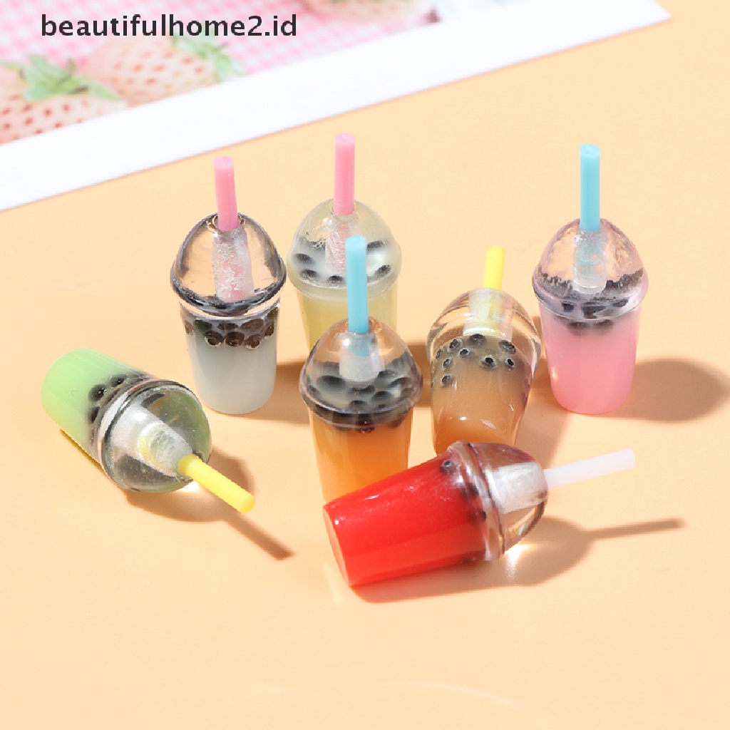 Beautifulhome2.Id 5pcs Miniatur Gelas Pearl Milk Tea Aksesoris Dapur Rumah Boneka 1: 12