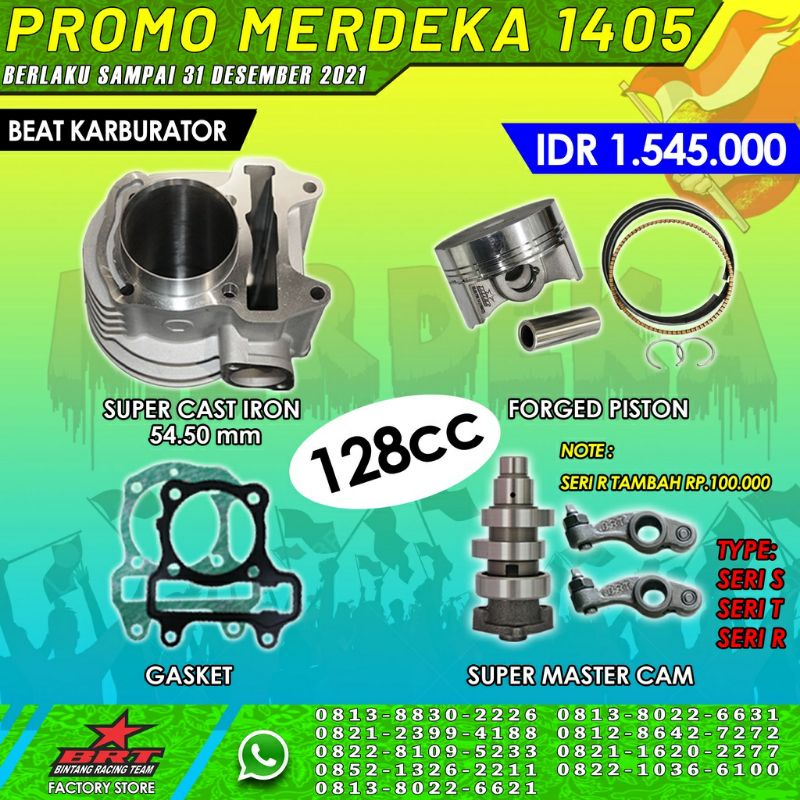 Borup/bor up honda beat karbu 54.50mm/ blok seher beat karbu 54.50mm/blok piston beat/piston beat/ring piston beat karbu