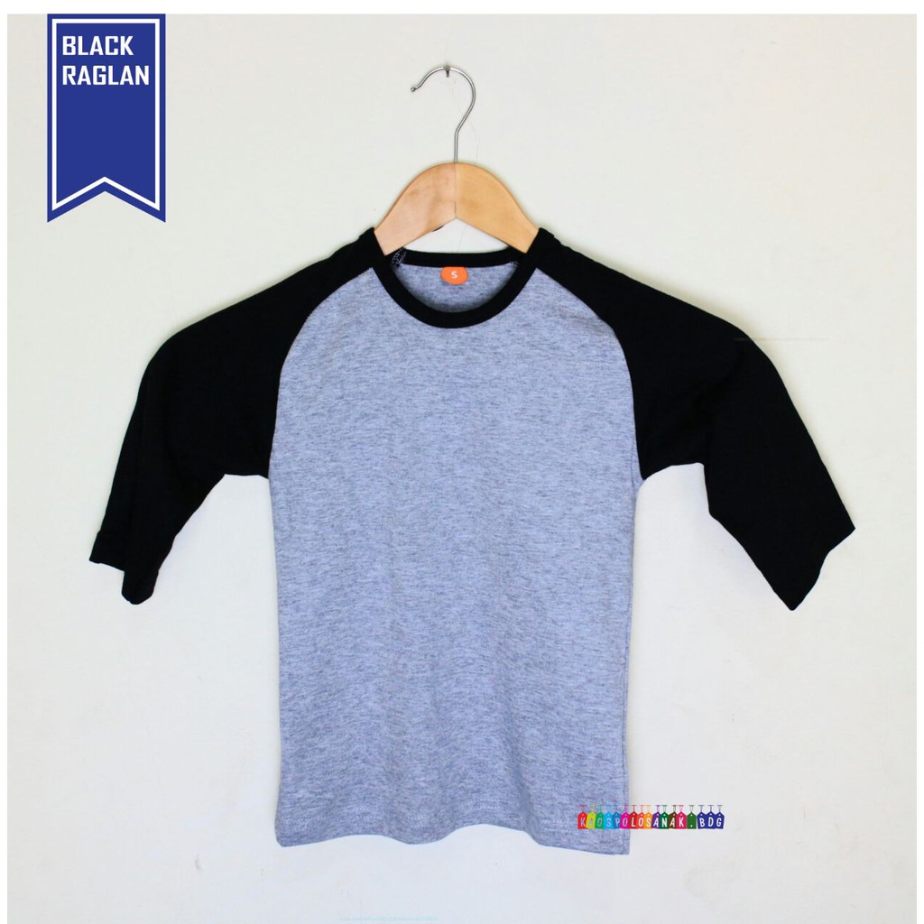 Kaos Polos Anak Warna Hitam Raglan Combet 30's