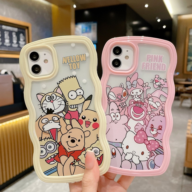 2 in 1 case Pelindung Motif Kartun Untuk iPhone 11 12 13 Pro MAX X XR XS MAX