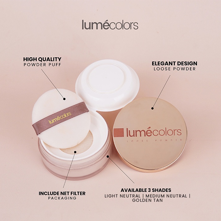 (Free Emas) Lumecolors Bedak tabur Loose Powder Pore Blurring Effect With Oil Control - Light Neutral