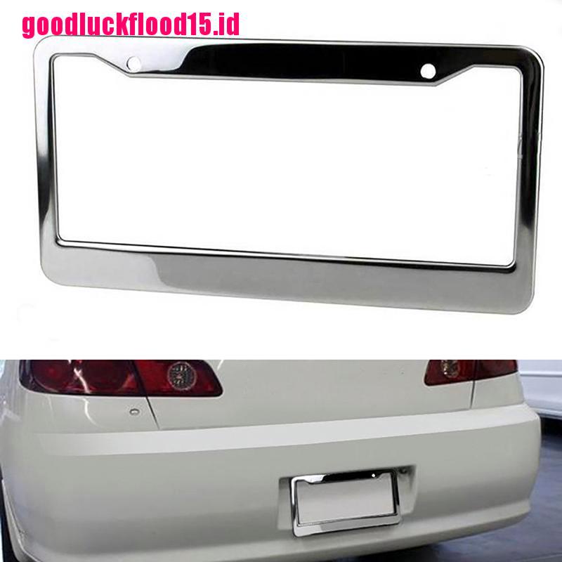 {LUCKID}1PCS Chrome Stainless Steel Metal License Plate Frame Tag Cover With Screw Caps