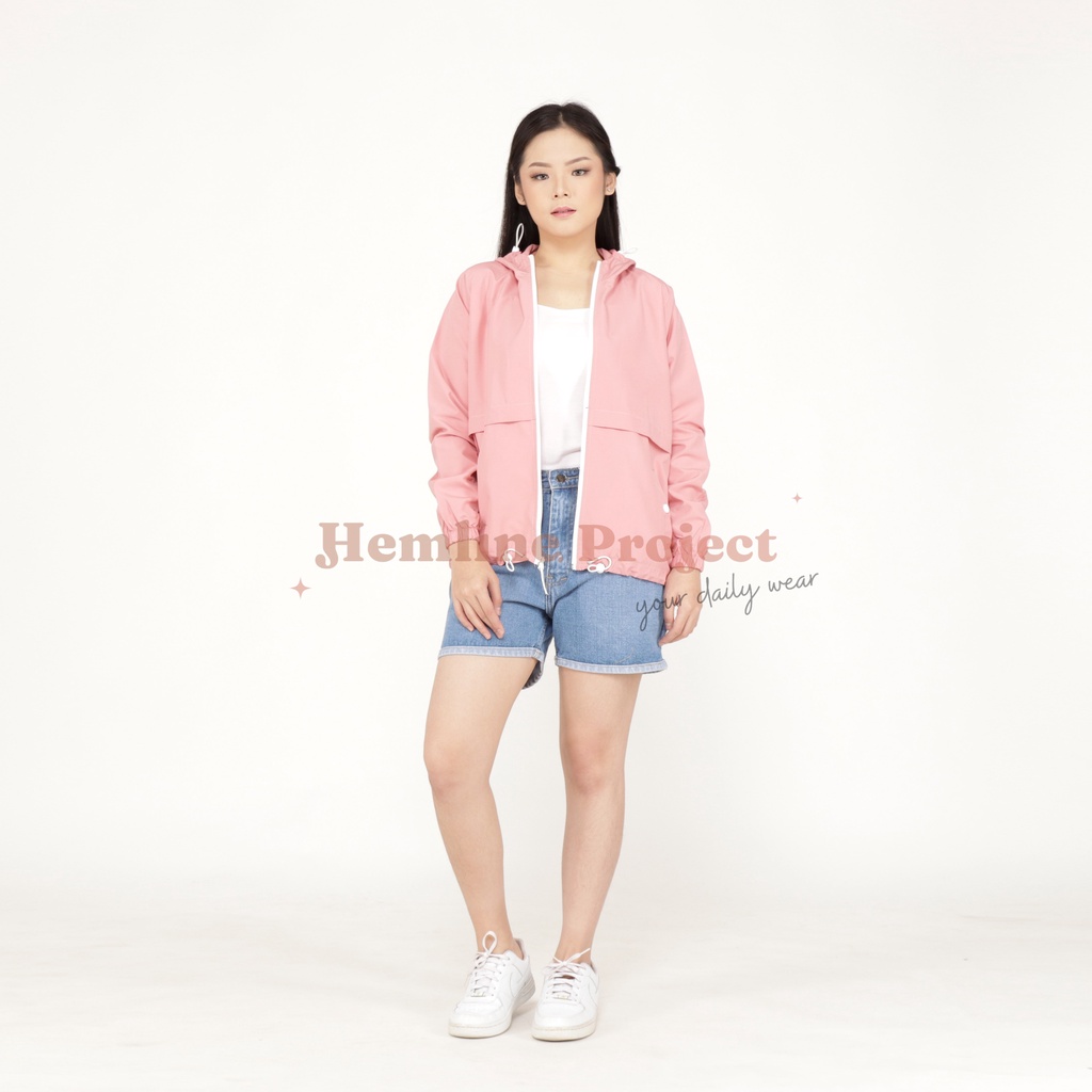 Elmyra Pastel Pink - Jaket Parasut Hoodie Wanita