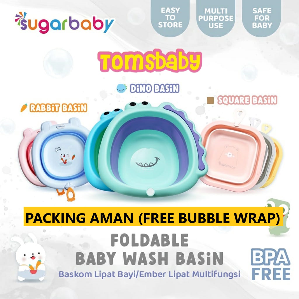 [FREE BUBBLE WRAP] SUGAR BABY (1pcs) Foldable Baby Wash Basin / Baskon Washlap Lipat Bayi / Ember Serbaguna