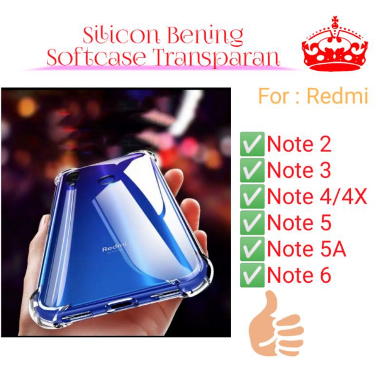 Case Redmi Note 2 3 4 4X 5 5A 6 Silicon Softcase Bening Transparan Casing Cover Silikon Clear