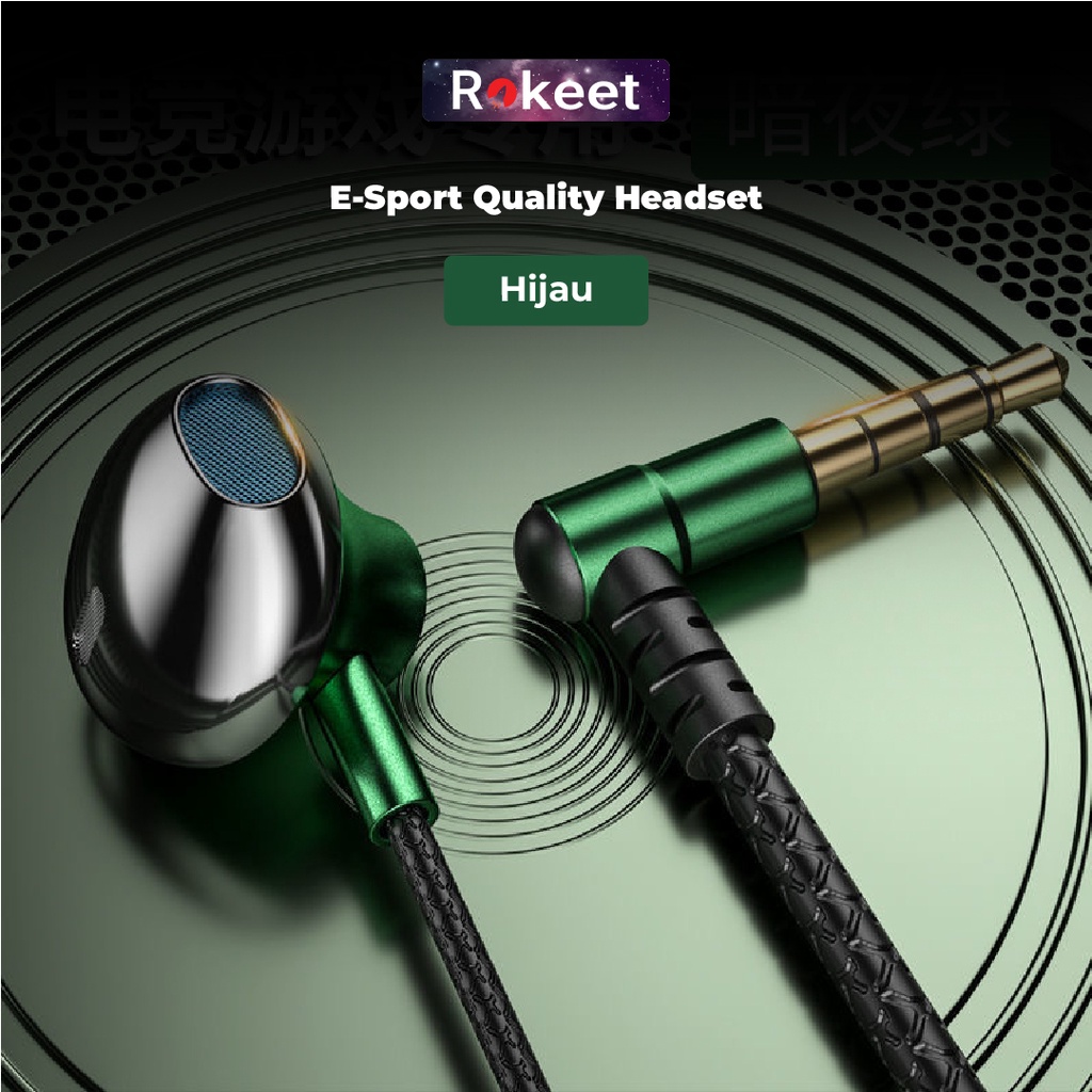 Jual Rokeet Earphone Headset Gaming Superbass Stereo+HD HiFi Mic Jack