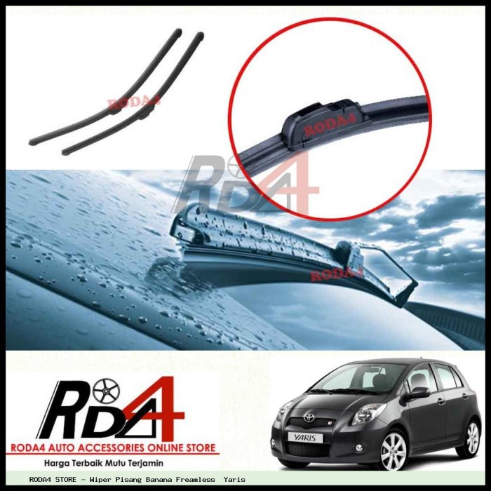 Wiper Mobil Yaris 24 14 Frameless Banana 1 Set 2 Pcs