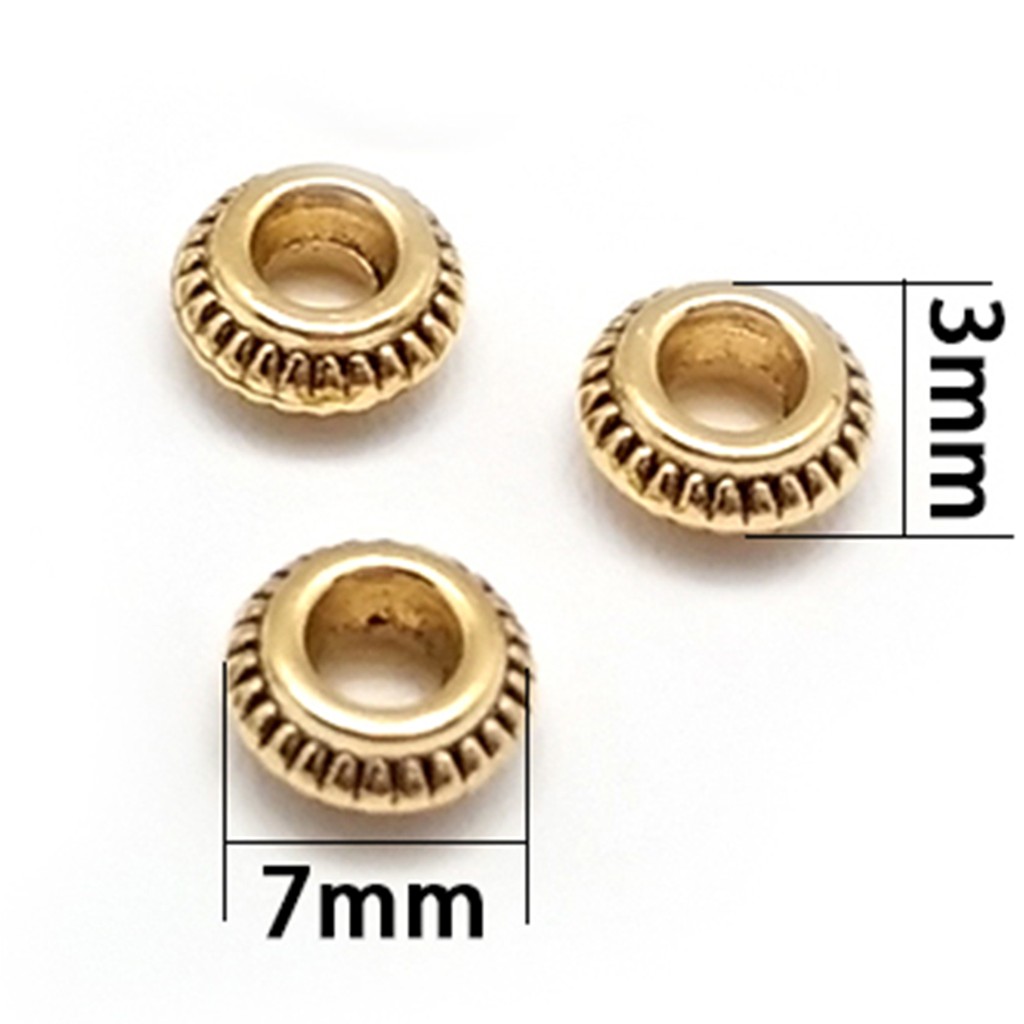 50 / 30pcs Manik-Manik Bulat Datar Bahan Zinc Alloy Logam Ukuran 7x3 / 8x6mm Untuk Membuat Perhiasan Gelang Kalung