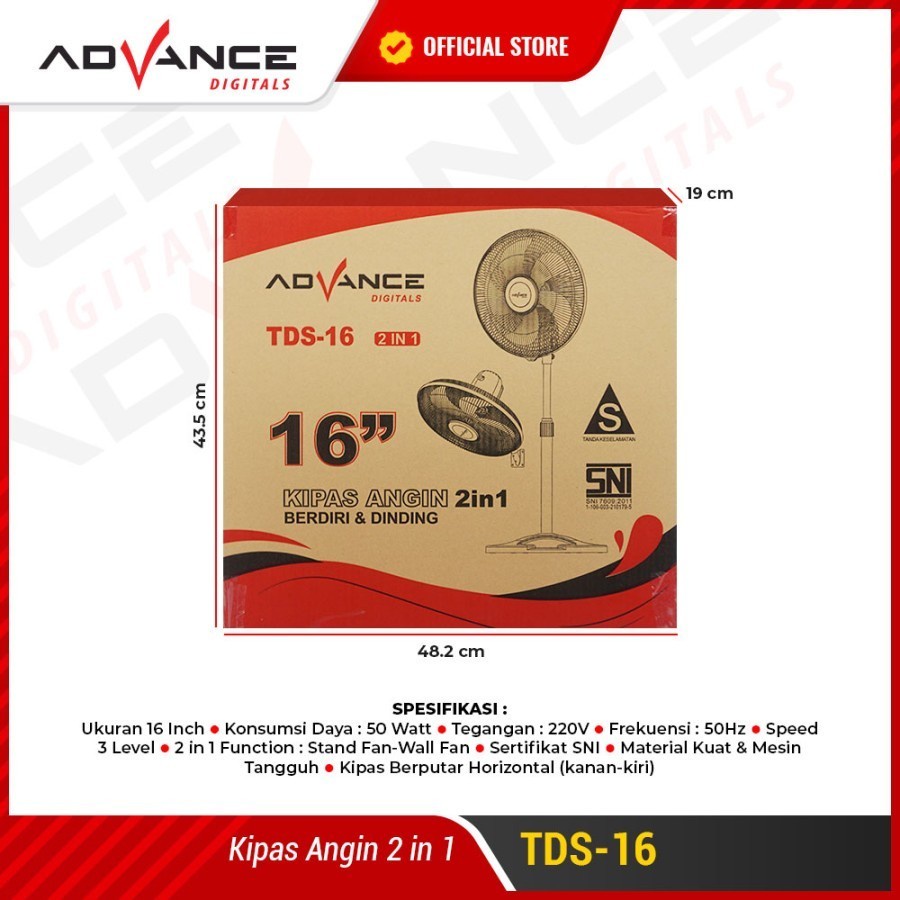 Kipas Angin Advance TDS-16 Kipas Angin 3IN1 16inch Gold Series