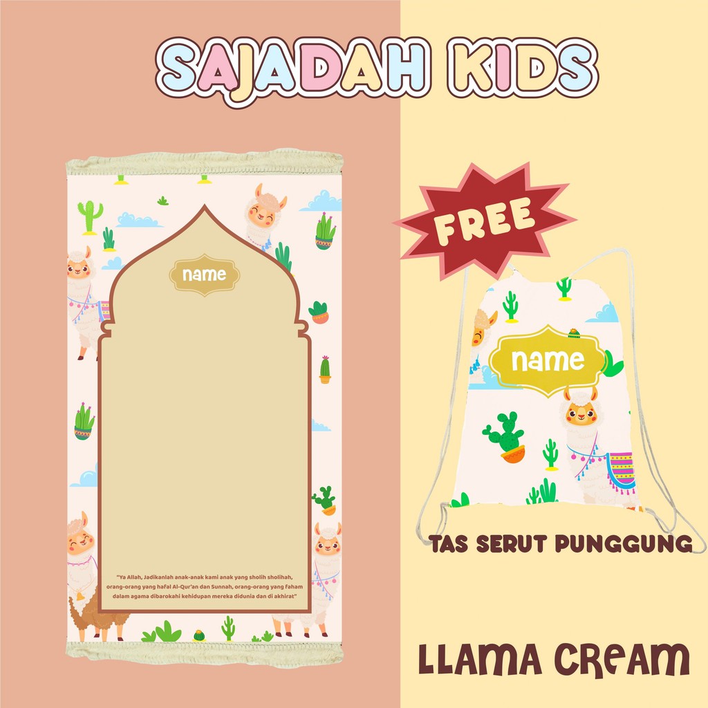 Sajadah Anak Custom Printing-LLama cream 